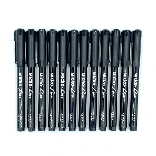 Black Fineliner Needle Point Drawing Pen Set, 12 pcs