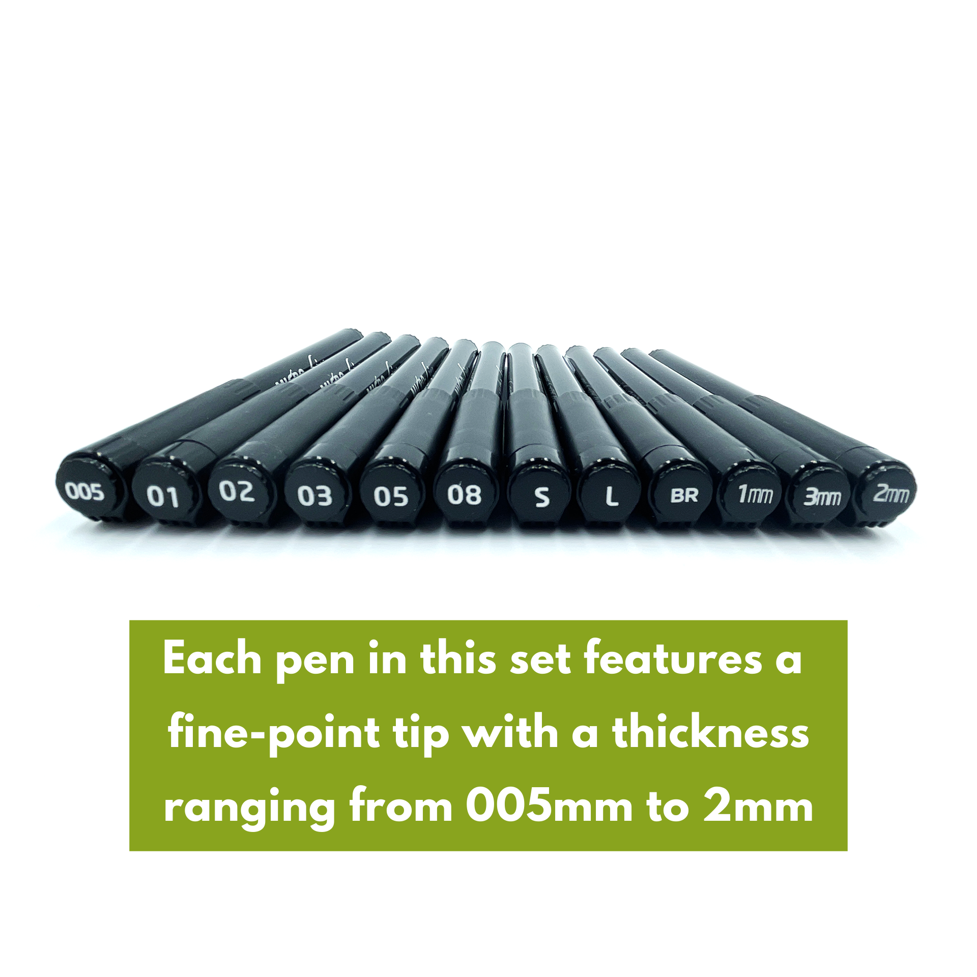Black Fineliner Needle Point Drawing Pen Set, 12 pcs