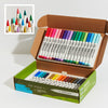 Set of acrylic paint pens in a box with a close-up inset showing the pen tips.