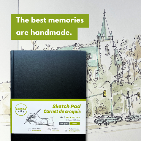 Cantoo City A4 Sketchbook – Black Hard Cover, 100 Pages