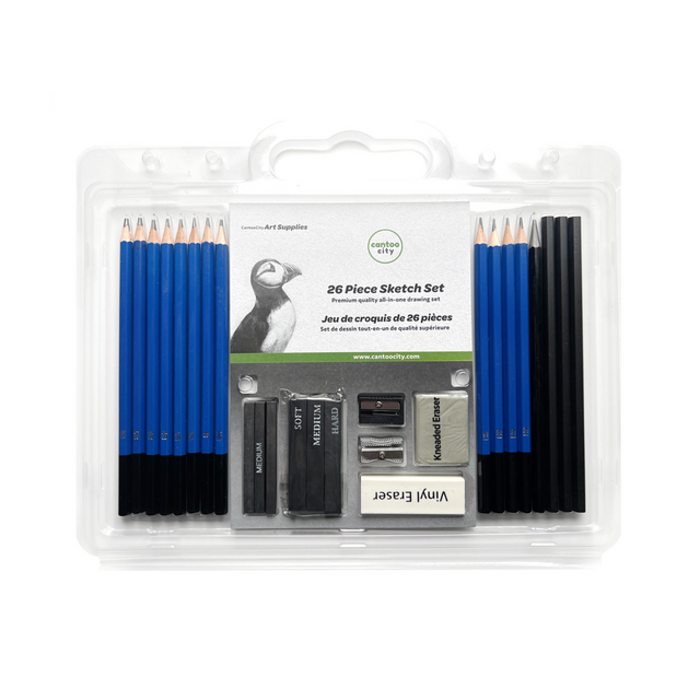 Cantoo City 26 pcs Sketch Drawing Kit, All-in-one for Daily Drawing