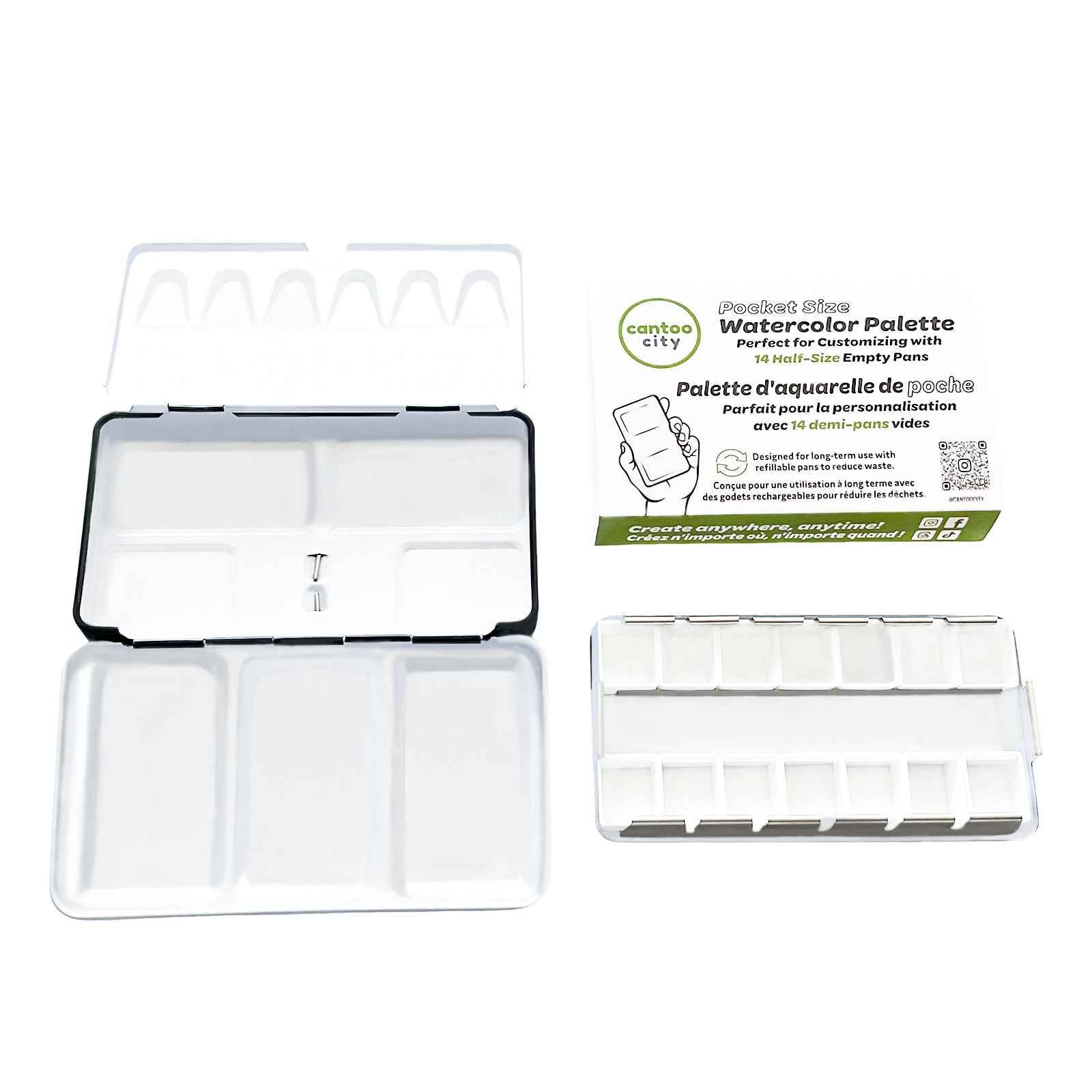 Cantoo City Watercolor Palette with 14 Half-Size Empty Pans