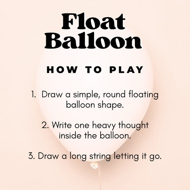 Instructions for playing with a 'Float Balloon' game on a beige background.