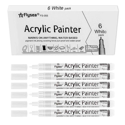 Flysea Acrylic Paint Pen Bundle (Open box 12 Units) - White