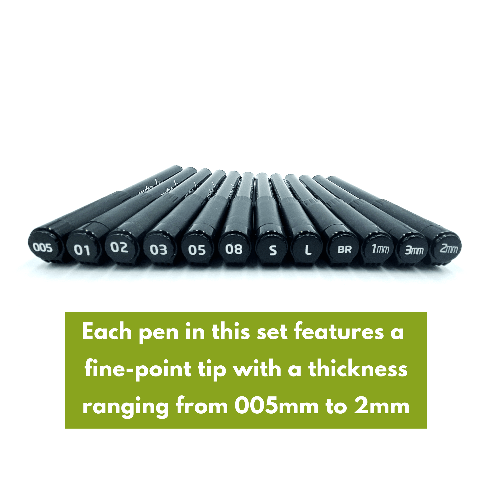 Black Fineliner Needle Point Drawing Pen Set, 12 pcs - Cantoo City - Drawing Pencils -  - Cantoocity