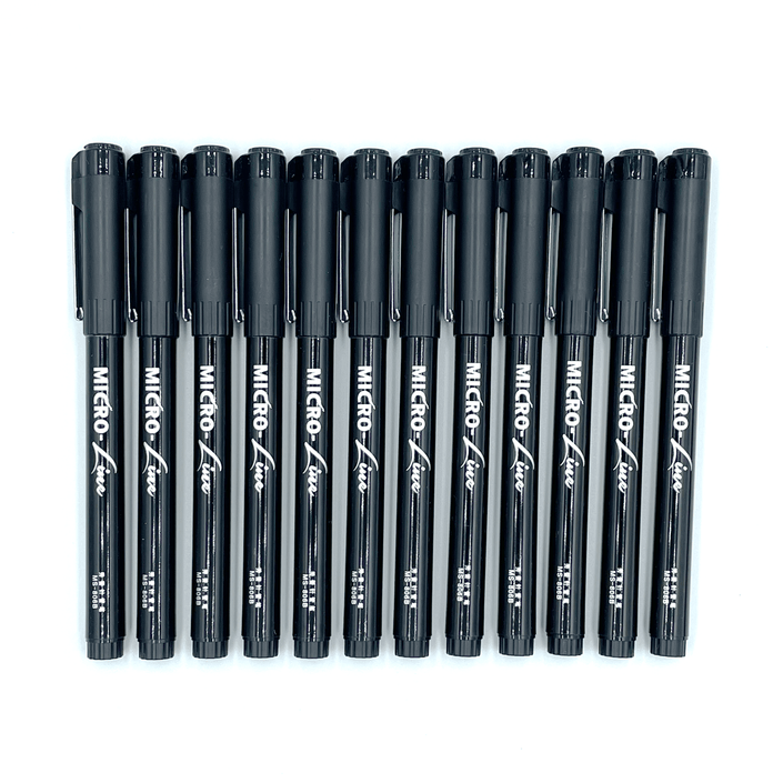 Black Fineliner Needle Point Drawing Pen Set, 12 pcs - Cantoo City - Drawing Pencils -  - Cantoocity