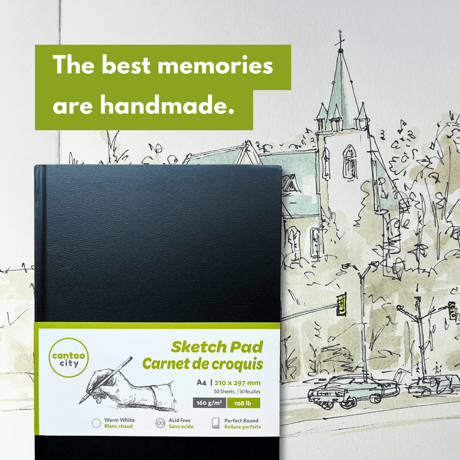 Cantoo City A4 Sketchbook – Black Hard Cover, 100 Pages - Cantoo City