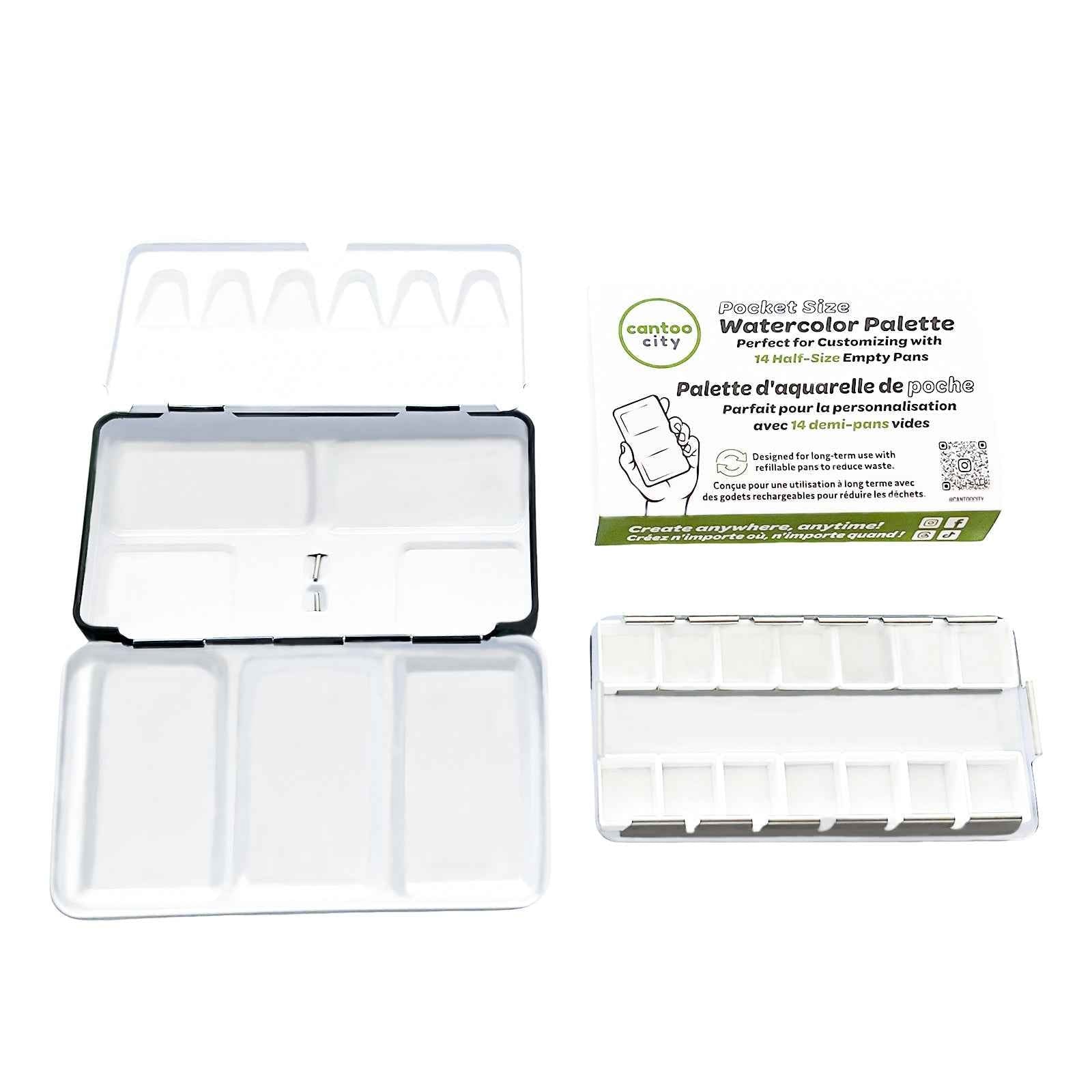 Cantoo City Watercolor Palette with 14 Half - Size Empty Pans - Cantoo City - Watercolor Palette -  - Cantoocity