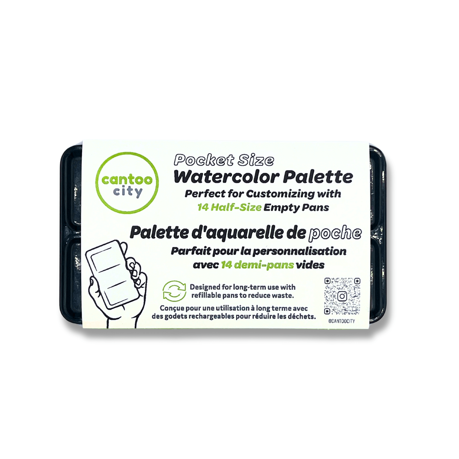 Cantoo City Watercolor Palette with 14 Half - Size Empty Pans - Cantoo City - Watercolor Palette -  - Cantoocity