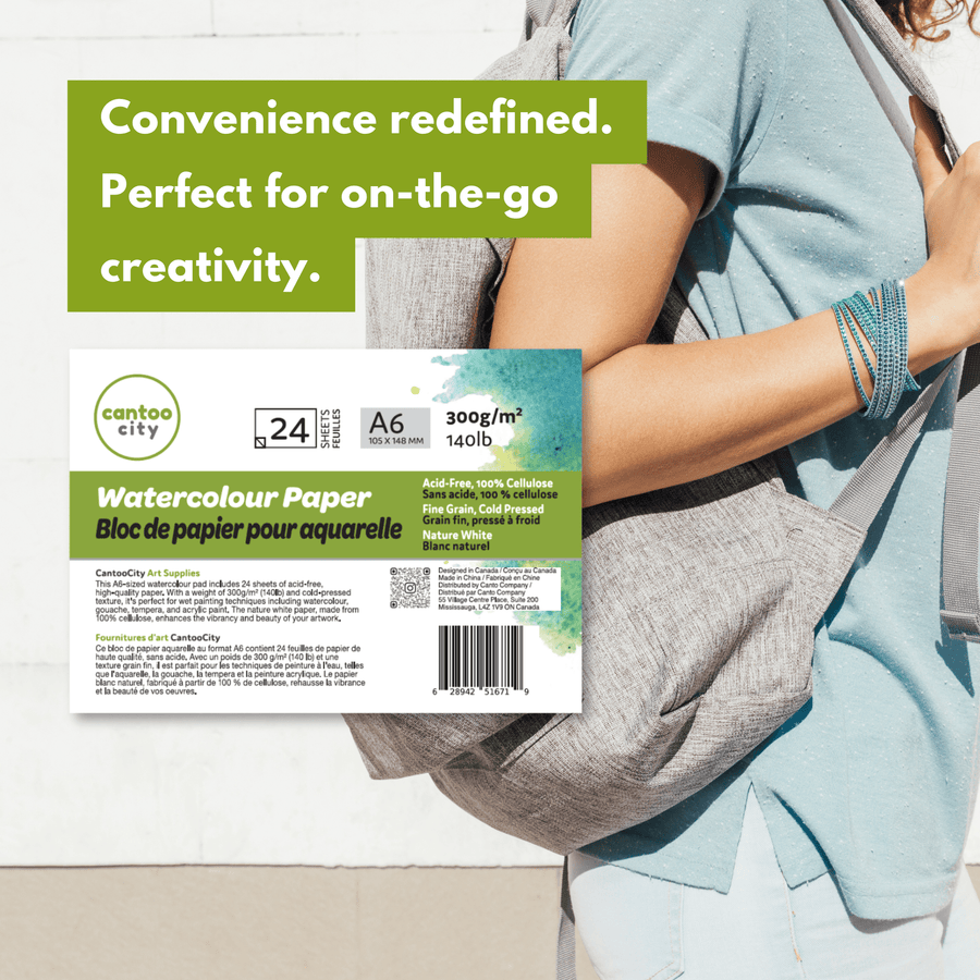 CantooCity A6 Watercolor Pad - Cold Press, 100% Cellulose - Cantoo City