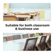 Two images of a classroom and a conference room with text 'Suitable for both classroom & business use'.