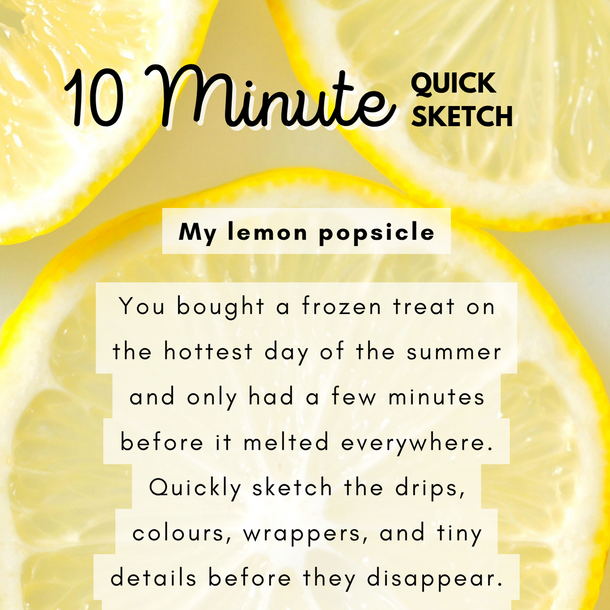 Lemon slices with text about a lemon popsicle and Doodle Square branding.