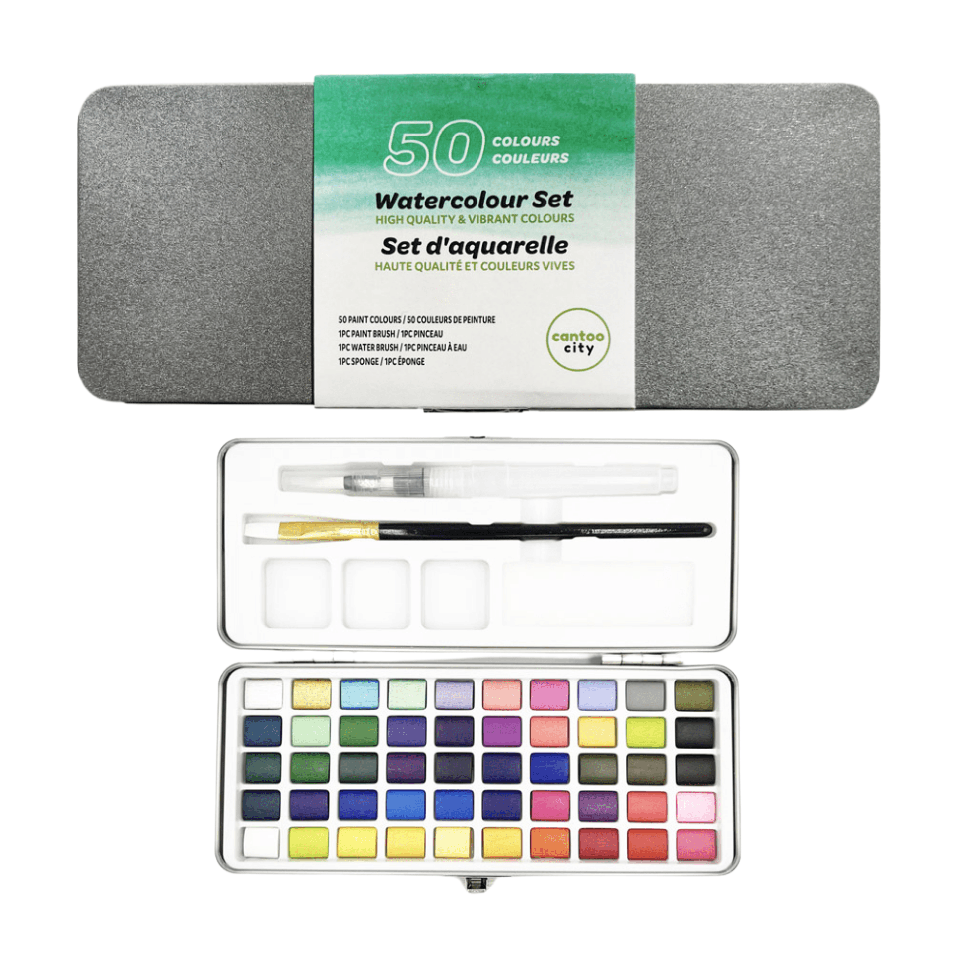 CantooCity 50 Colour Watercolour Set - Cantoo City - Watercolour Set - all-in-one kit that balances variety with portability