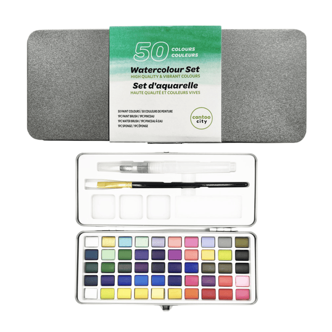 CantooCity 50 Colour Watercolour Set - Cantoo City - Watercolour Set - all-in-one kit that balances variety with portability